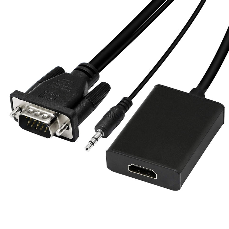 Convertisseur vidéo VGA + audio vers HDMI Full HD 1080P pour HDTV, HDMI femelle vers VGA mâle + audio noir