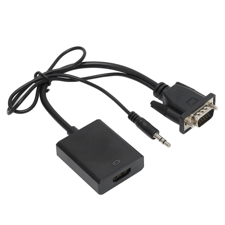 Convertisseur vidéo VGA + audio vers HDMI Full HD 1080P pour HDTV, HDMI femelle vers VGA mâle + audio noir