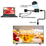 Convertisseur vidéo VGA + audio vers HDMI Full HD 1080P pour HDTV, HDMI femelle vers VGA mâle + audio noir