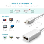 Adaptateur câble port Mini DisplayPort mâle vers HDMI femelle Full HD 1080P, longueur : 20 cm, Mini DP vers HDMI blanc