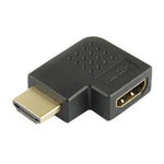Adaptateur HDMI 19 broches mâle vers HDMI 19 broches femelle plaqué or avec angle de 90 degrés, HDMI femelle vers mâle