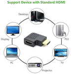 Adaptateur HDMI 19 broches mâle vers HDMI 19 broches femelle plaqué or avec angle de 90 degrés, HDMI femelle vers mâle