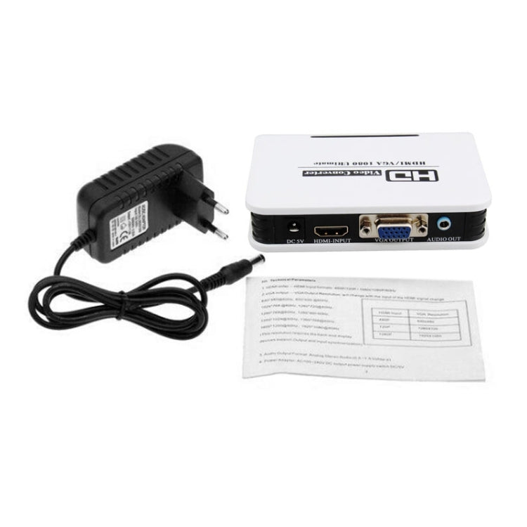 Adaptateur HDMI vers VGA 1080P convertisseur vidéo audio numérique vers analogique pour Xbox 360 PS3 PS4 PC portable TV Box projecteur, HDMI vers VGA (blanc)