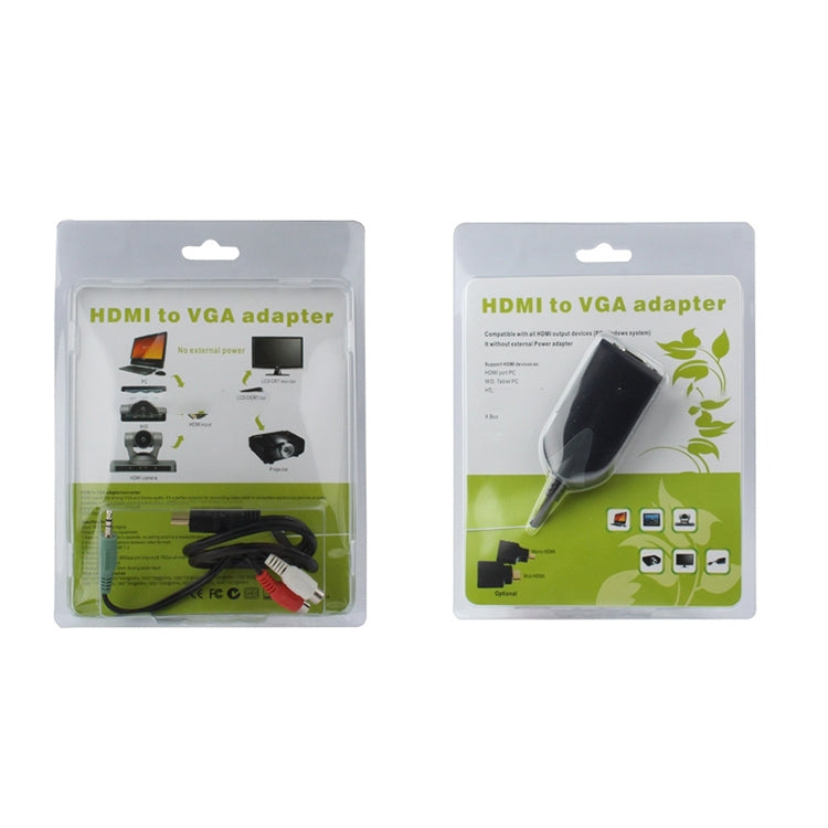 Adaptateur HDMI mâle vers VGA femelle avec câble audio, longueur : 50 cm
