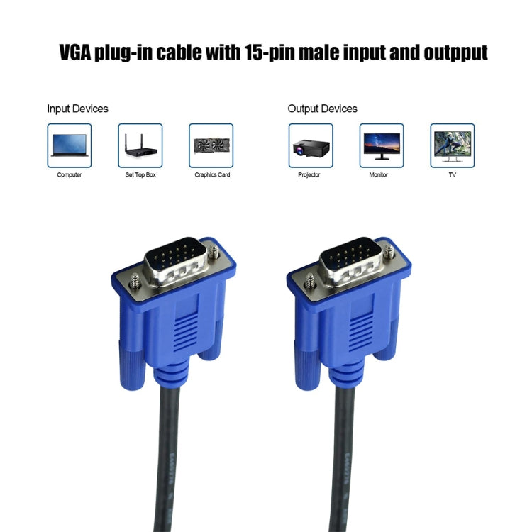 Câble VGA 15 broches mâle vers VGA 15 broches mâle haute qualité 3 m pour moniteur LCD / projecteur, 3 m