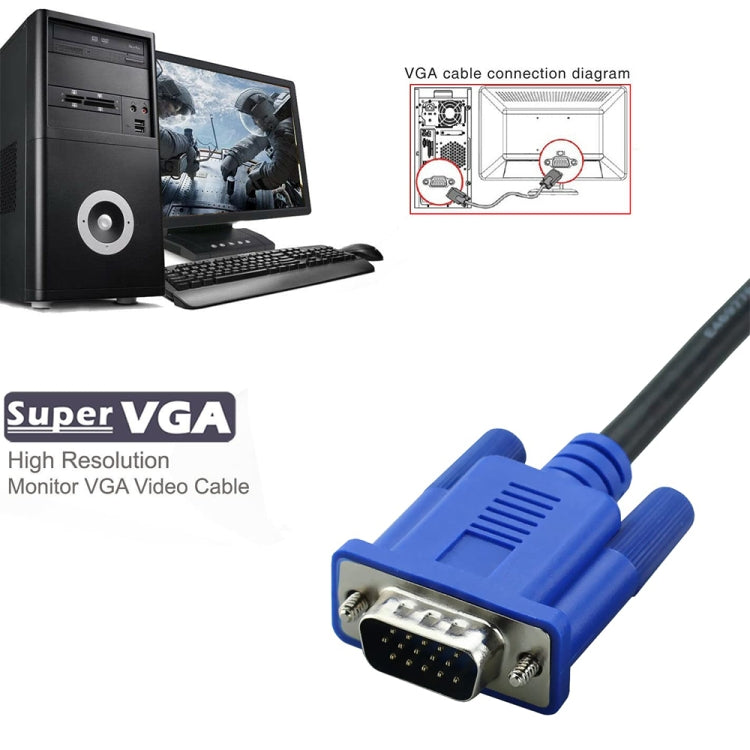 Câble VGA 15 broches mâle vers VGA 15 broches mâle haute qualité 3 m pour moniteur LCD / projecteur, 3 m