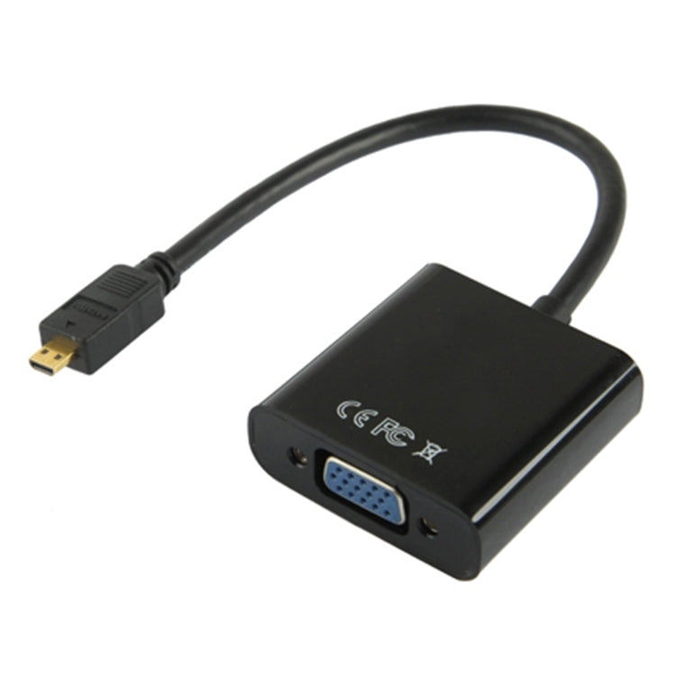 Câble adaptateur vidéo Micro HDMI mâle vers VGA femelle Full HD 1080P 22 cm avec câble audio, Micro HDMI