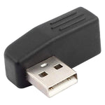 Adaptateur USB 2.0 AM vers AF avec angle de 90 degrés, support fonction OTG, angle à droite 90 degrés, angle à gauche 90 degrés