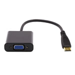 Câble adaptateur vidéo Mini HDMI mâle vers VGA femelle Full HD 1080P de 22 cm avec câble audio, Mini HDMI