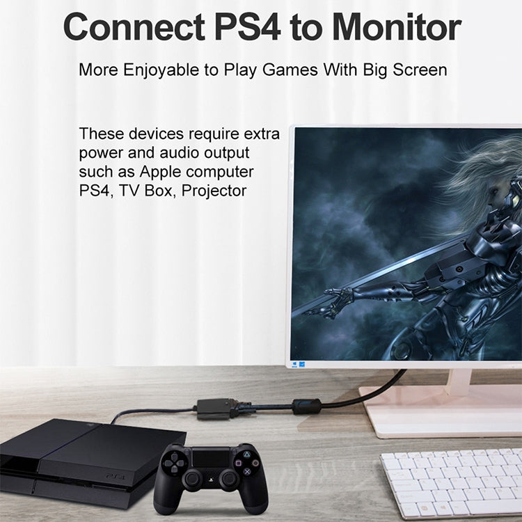 Câble adaptateur vidéo Mini HDMI mâle vers VGA femelle Full HD 1080P de 22 cm avec câble audio, Mini HDMI