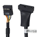 Câble adaptateur carte mère USB 2.0 9 broches femelle vers USB 3.0 19 broches mâle, longueur : 15 cm, 9 broches femelle vers 19 broches mâle