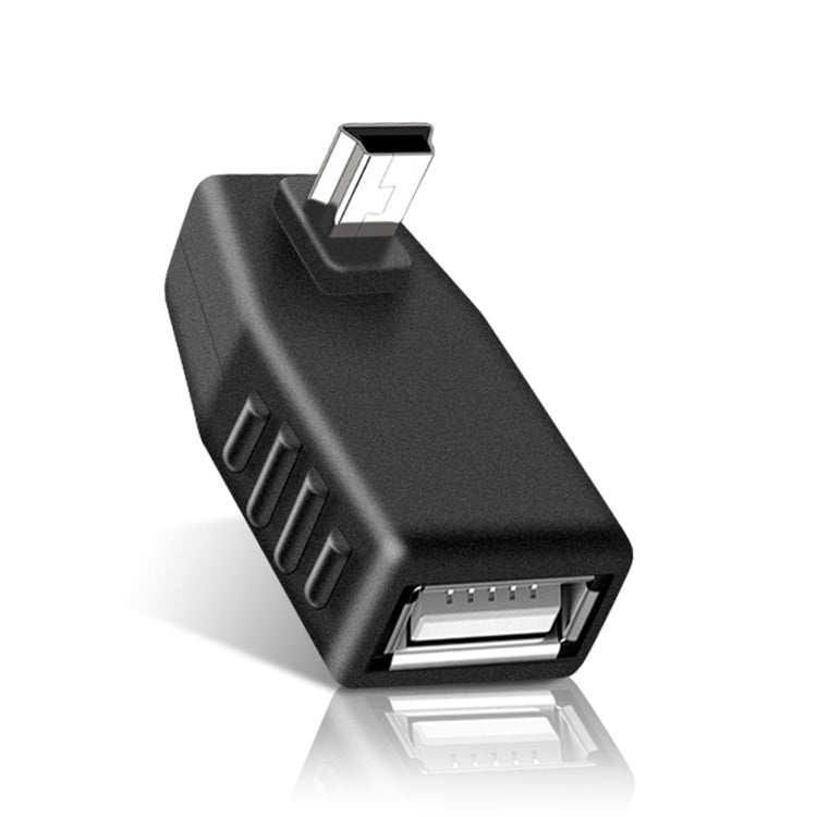 Adaptateur Mini USB mâle à USB 2.0 AF à angle de 90 degrés, angle vers le haut 90 degrés, angle vers le bas 90 degrés
