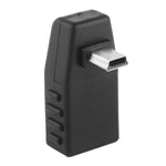 Adaptateur Mini USB mâle à USB 2.0 AF à angle de 90 degrés, angle vers le haut 90 degrés, angle vers le bas 90 degrés