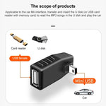 Adaptateur Mini USB mâle à USB 2.0 AF à angle de 90 degrés, angle vers le haut 90 degrés, angle vers le bas 90 degrés