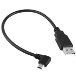 Câble adaptateur Mini USB mâle à USB 2.0 AM à angle de 90 degrés, longueur : 25 cm, Mini USB angle droit