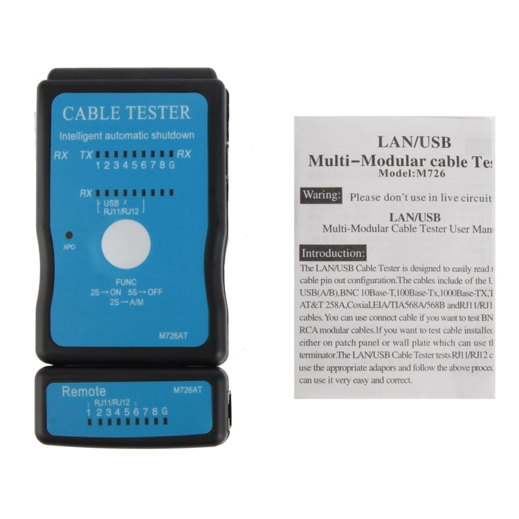 Câble USB, testeur de câble réseau multifonction RJ45 et RJ11, RJ45/RJ11 bleu