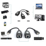 Extendeur USB vers RJ45 par câble Cat5e 50m, 1 port USB