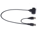 Câble adaptateur double USB 2.0 vers SATA pour disque dur 2,5 pouces SATA HDD / SSD, double USB 2.0 vers SATA