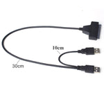 Câble adaptateur double USB 2.0 vers SATA pour disque dur 2,5 pouces SATA HDD / SSD, double USB 2.0 vers SATA