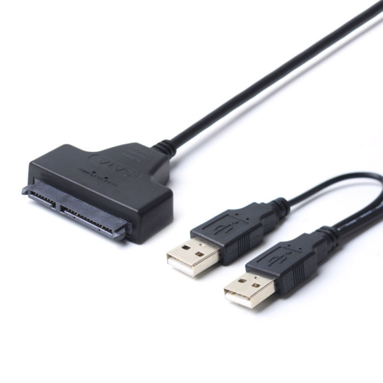 Câble adaptateur double USB 2.0 vers SATA pour disque dur 2,5 pouces SATA HDD / SSD, double USB 2.0 vers SATA