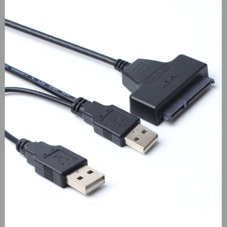 Câble adaptateur double USB 2.0 vers SATA pour disque dur 2,5 pouces SATA HDD / SSD, double USB 2.0 vers SATA