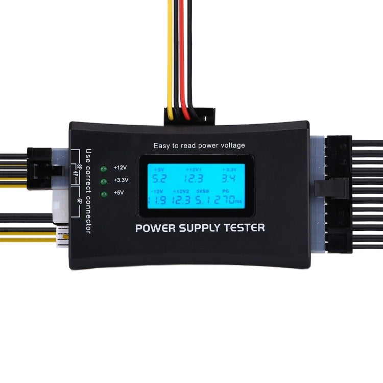 Testeur d'alimentation PC avec affichage LCD numérique, 20/24 broches, outil de diagnostic et mesure de puissance, connecteur ATX avec écran LCD