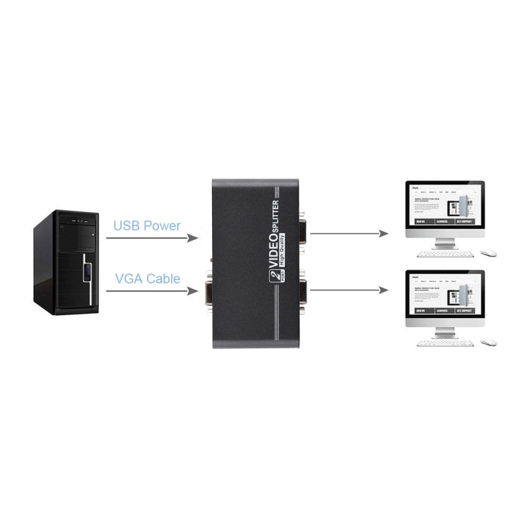 Répartiteur VGA VGA-102A 1 vers 2 ports 1920 x 1440, 2 ports