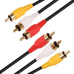 Câble audio-vidéo stéréo RCA qualité normale, longueur : 3m, 3 RCA vers 3 RCA, longueur : 3m