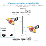 Câble audio-vidéo stéréo RCA de bonne qualité, longueur : 10m