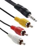 Câble jack stéréo mâle 3,5 mm vers 3 fiches RCA mâles, longueur : 75cm