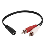 Câble jack stéréo femelle 3,5 mm vers 2 fiches RCA mâles, longueur : 38cm, 3,5 mm vers 2 RCA mâles