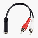 Câble jack stéréo femelle 3,5 mm vers 2 fiches RCA mâles, longueur : 38cm, 3,5 mm vers 2 RCA mâles