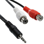 Câble audio en Y 2 RCA femelles vers jack mâle 3,5 mm, longueur : 20cm, 3,5 mm vers 2 RCA femelles