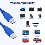 Câble d'extension USB 3.0 A mâle vers A mâle AM-AM, longueur : 3 m, longueur : 3 m