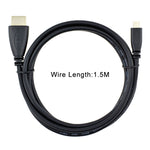 Câble Micro HDMI vers HDMI 19 broches 1,5 m, version 1.4, HDMI mâle, longueur : 1,5 m