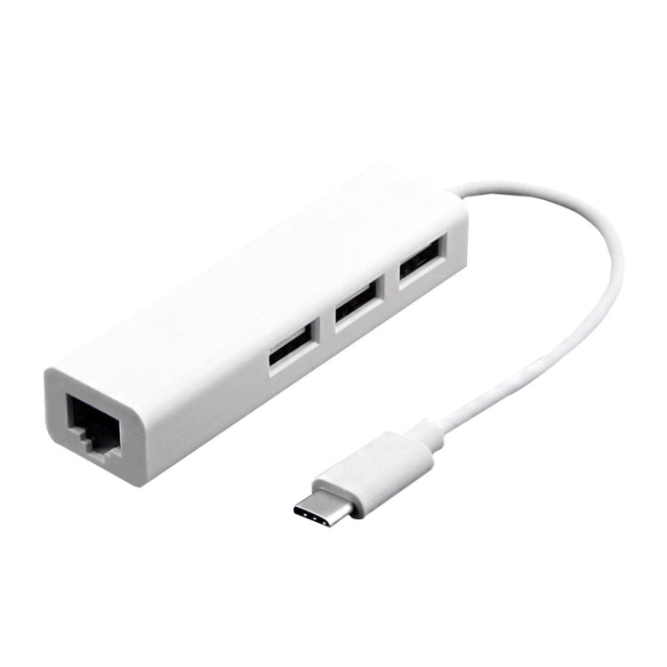Adaptateur multifonction Type-C vers 3 x USB et RJ45, longueur : 13 cm, 3 ports USB + RJ45