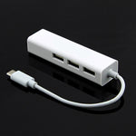 Adaptateur multifonction Type-C vers 3 x USB et RJ45, longueur : 13 cm, 3 ports USB + RJ45