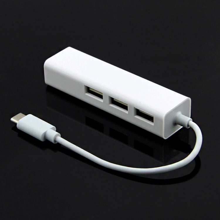 Adaptateur multifonction Type-C vers 3 x USB et RJ45, longueur : 13 cm, 3 ports USB + RJ45