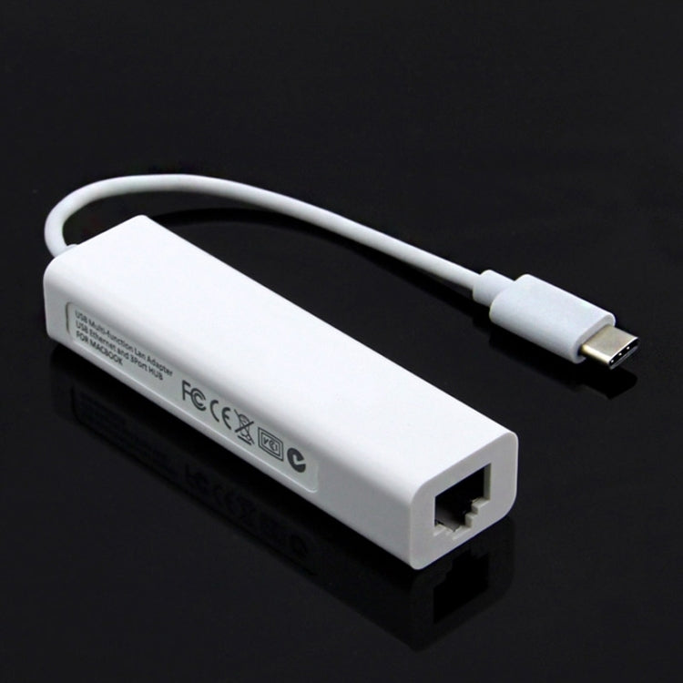 Adaptateur multifonction Type-C vers 3 x USB et RJ45, longueur : 13 cm, 3 ports USB + RJ45