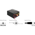 Convertisseur audio numérique optique coaxial Toslink vers analogique RCA (noir), Spdif+Coaxial vers 2 RCA