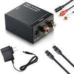 Convertisseur audio analogique RCA vers numérique optique coaxial Toslink (noir), 2 RCA vers Spdif+Coaxial
