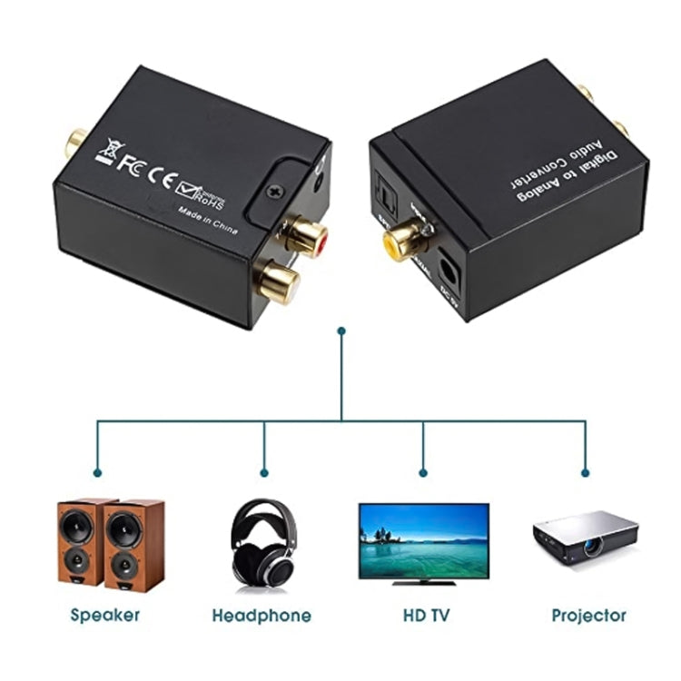 Convertisseur audio analogique RCA vers numérique optique coaxial Toslink (noir), 2 RCA vers Spdif+Coaxial