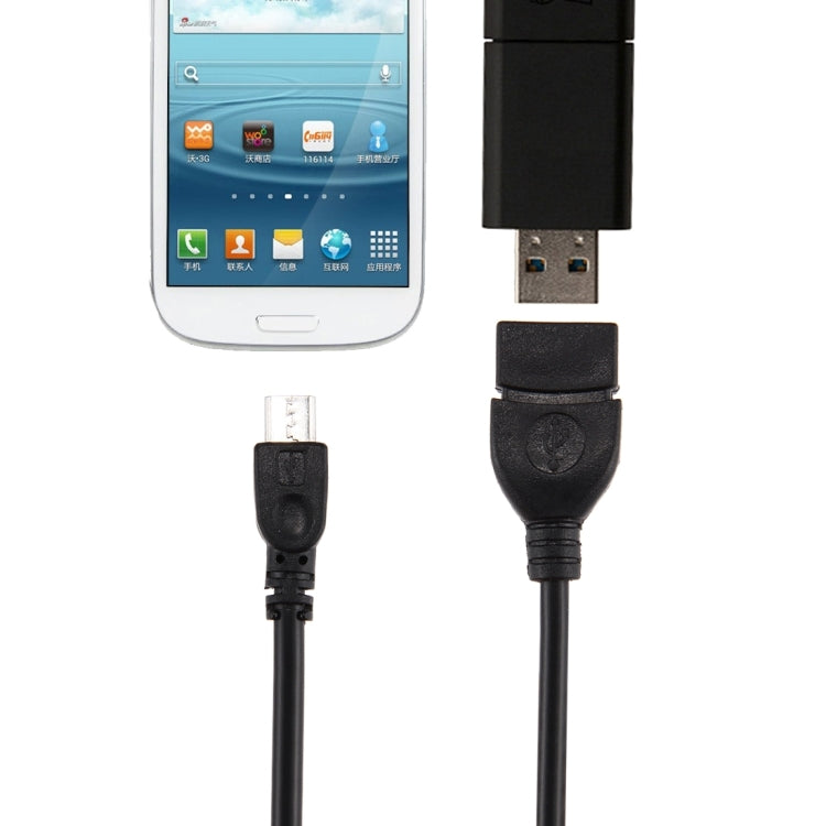 Adaptateur USB A femelle vers Micro USB 5 broches mâle 10 cm avec OTG