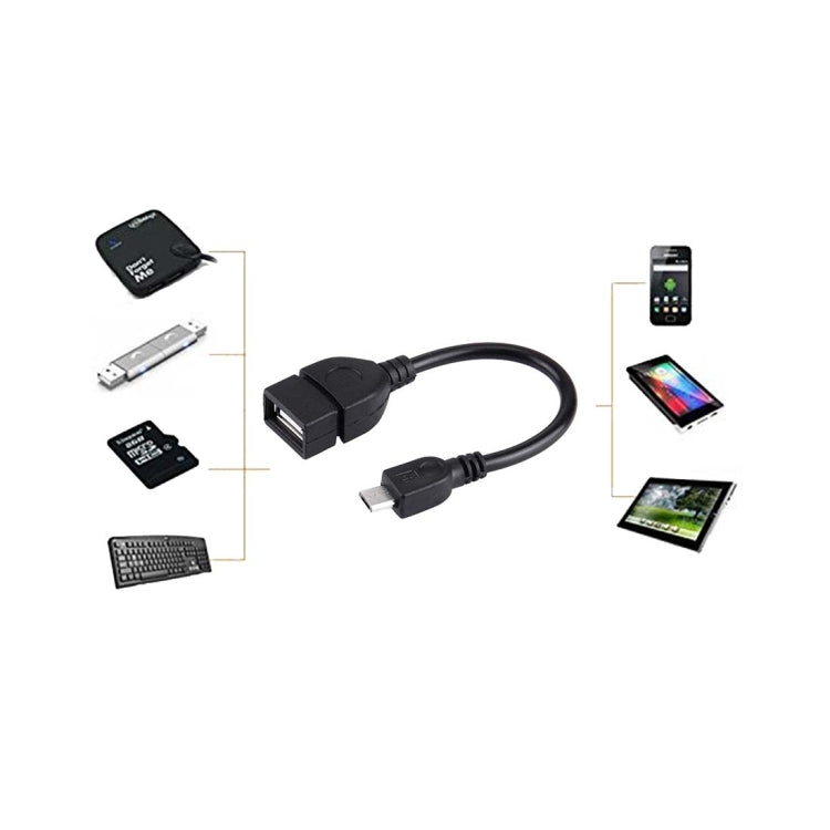 Adaptateur USB A femelle vers Micro USB 5 broches mâle 10 cm avec OTG