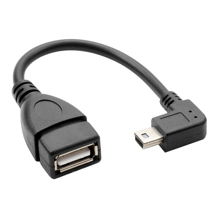Câble adaptateur USB mini mâle à USB 2.0 AF avec fonction OTG à 90 degrés, longueur : 13 cm, USB mini angle droit, 13 cm