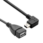 Câble adaptateur USB mini mâle à USB 2.0 AF avec fonction OTG à 90 degrés, longueur : 13 cm, USB mini angle droit, 13 cm