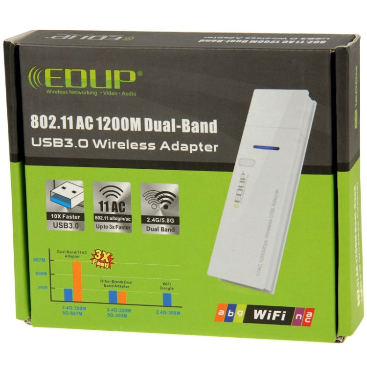 Adaptateur Wifi sans fil USB 3.0 double bande 802.11AC 1200M EDUP AC-1601, AC-1601 1200Mbps