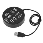 Hub USB 2.0 portable rond 8 ports haute vitesse, longueur : 60 cm, répartiteur multi-ports pour ordinateur portable, support HDD mobile 1 To, rond blanc, rond noir