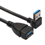 Câble d'extension USB 3.0 angle descendant 90 degrés mâle vers femelle, longueur : 15 cm, AM vers AF angle descendant, longueur : 15 cm