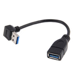 Câble d'extension USB 3.0 angle descendant 90 degrés mâle vers femelle, longueur : 15 cm, AM vers AF angle descendant, longueur : 15 cm